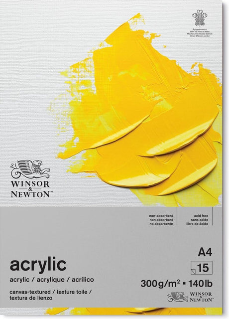 Winsor newton 6534005 galeria akrylpapirpude – 300g m², a4, 15 ark, limet, lærredsstruktur - akrylblok a4