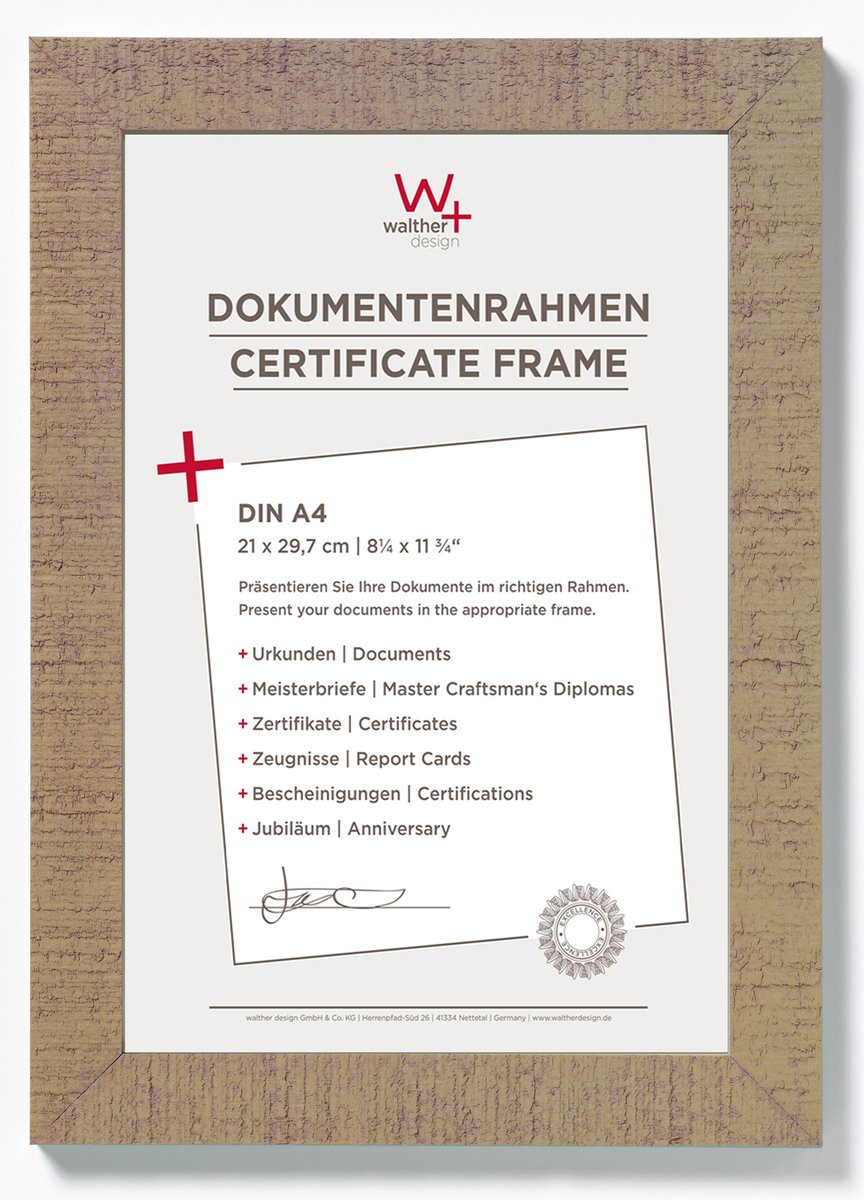 Walther home - træramme - fotostørrelse 21x29,7 cm (din A4) - beige brun