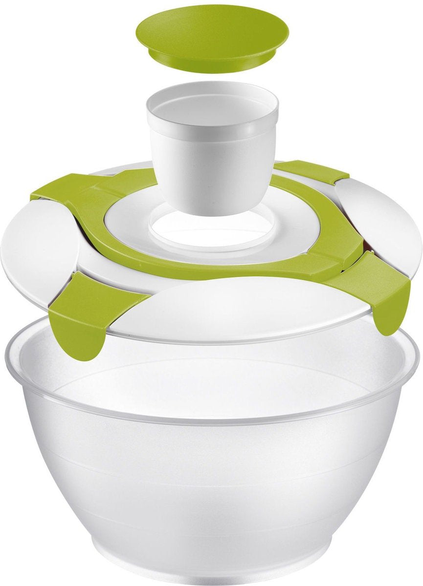 Westmark salatskål med håndtag og dressingbeholder, kapacitet: 6,5 l, plastik, praktika, gennemsigtig hvid grøn, 2422227a