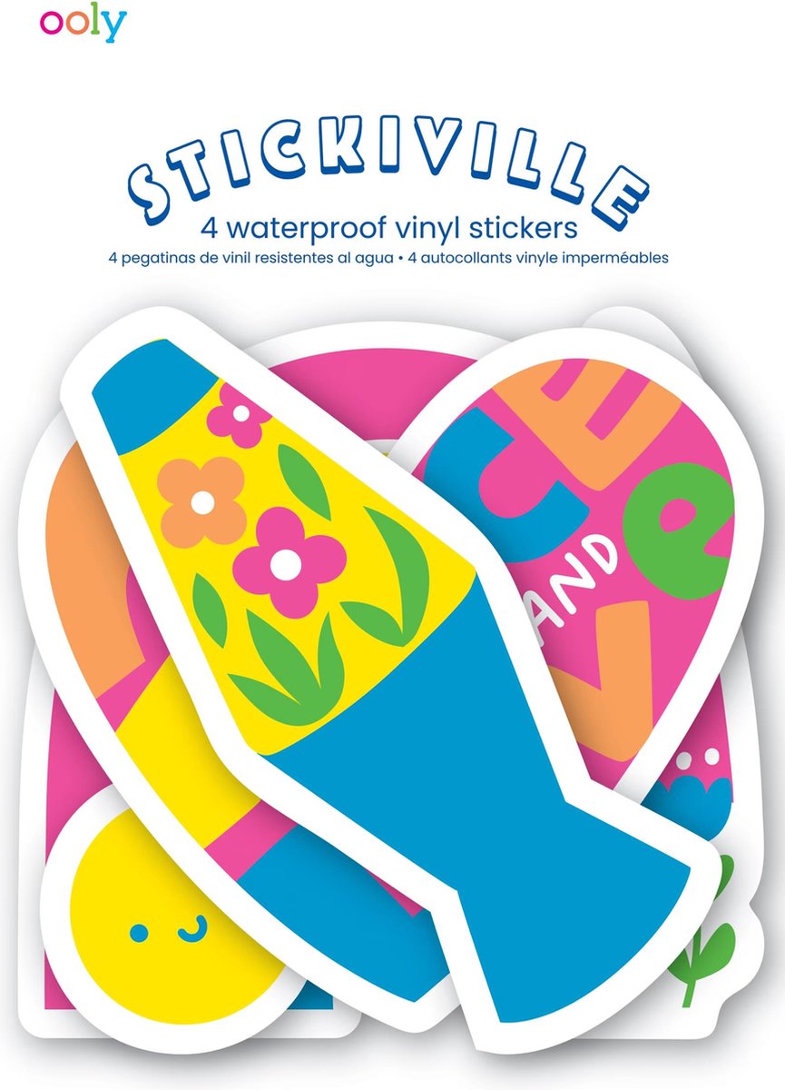 Ooly - stickiville-klistermærker: peace love - vinyl (4 udstansede)