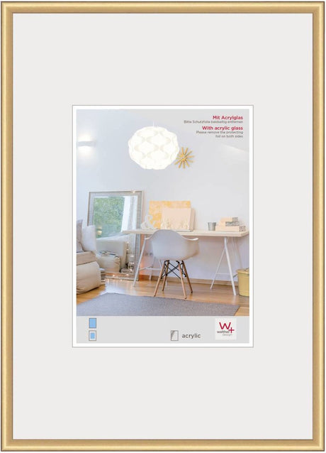 Walther new lifestyle - plastramme - fotostørrelse 70x100 cm - kunstglas - guld