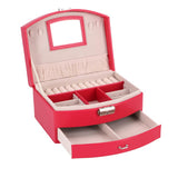 Ingen mærke smykkeskrin deluxe pink smykkeskrin med spejl og skuffe.