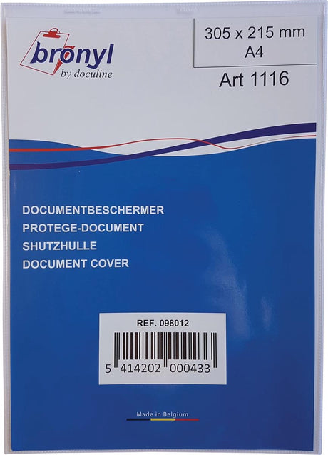 Bronyl u-mappe lavet af gennemsigtig PVC på 180 mikron, fod A4, pakke med 10 stk.