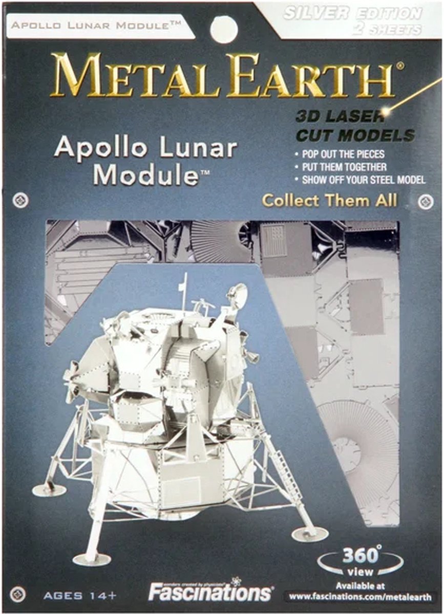 Metal earth apollo månemodul sølv udgave