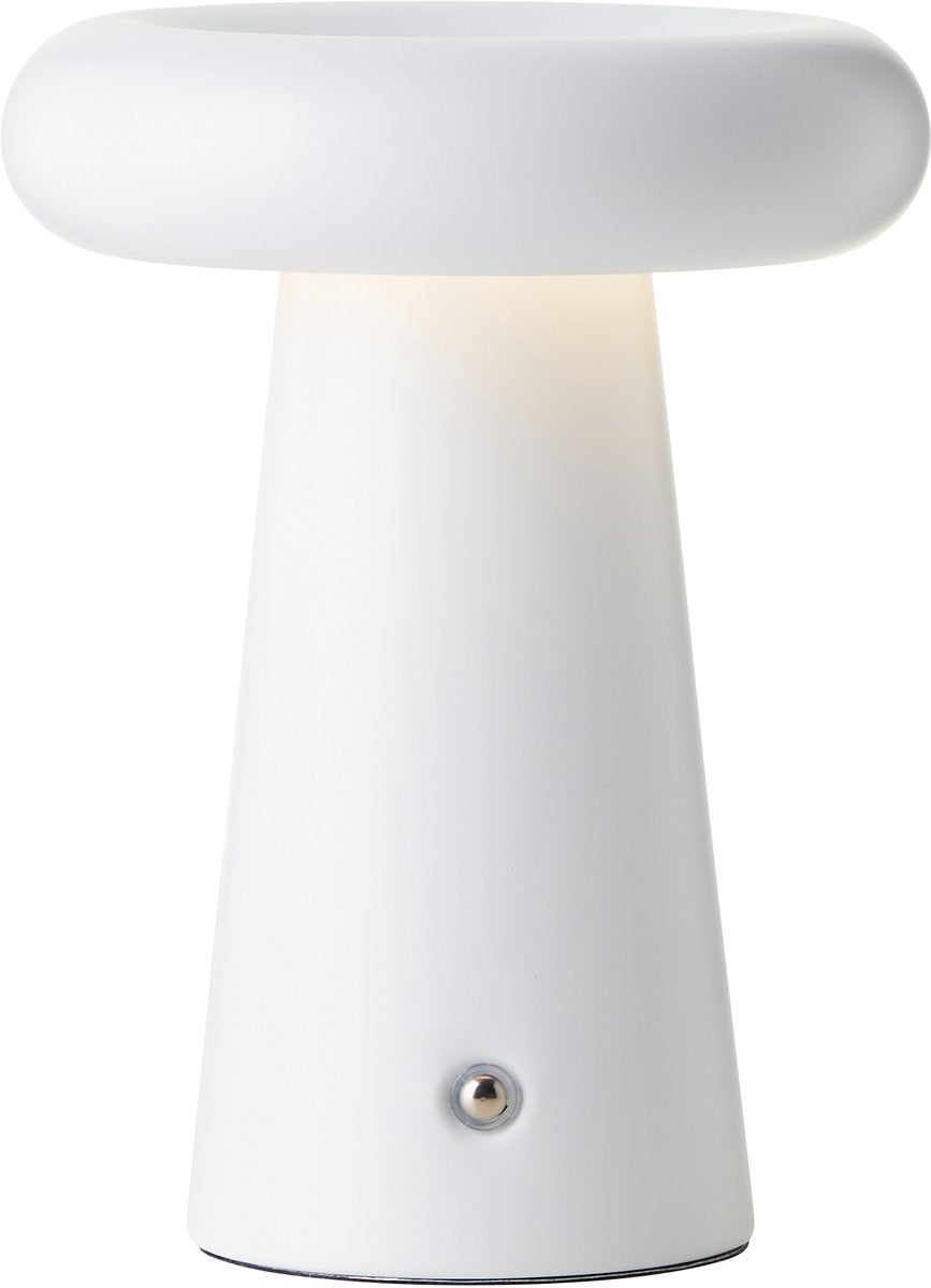 Brilliant ag brilliant muffin - udendørs bordlampe - LED 6w - ø 14 cm - 400 lm - 3000k - 3-trins dæmpbar - USB genopladelig - ip44 - hvid