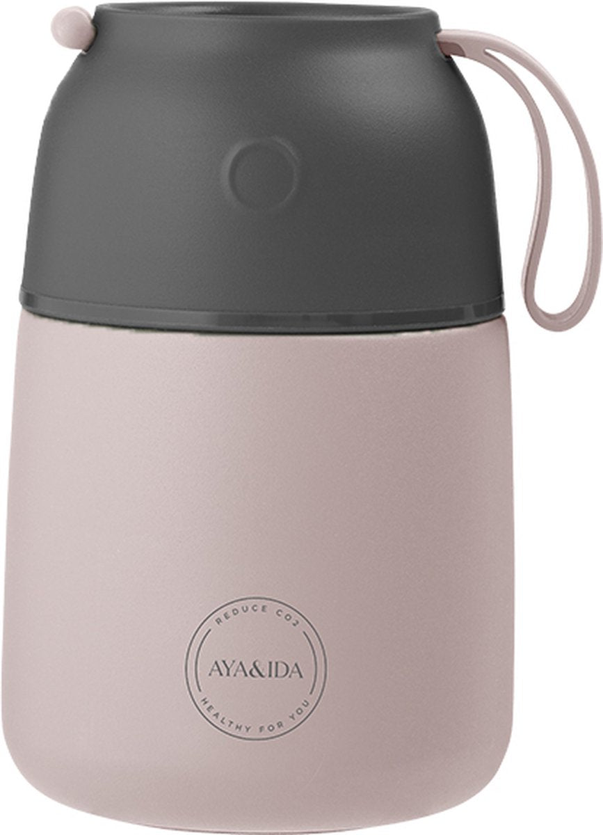 Aya ida - foodie - termokandeflaske - madbeholder - 500ml - blød rose