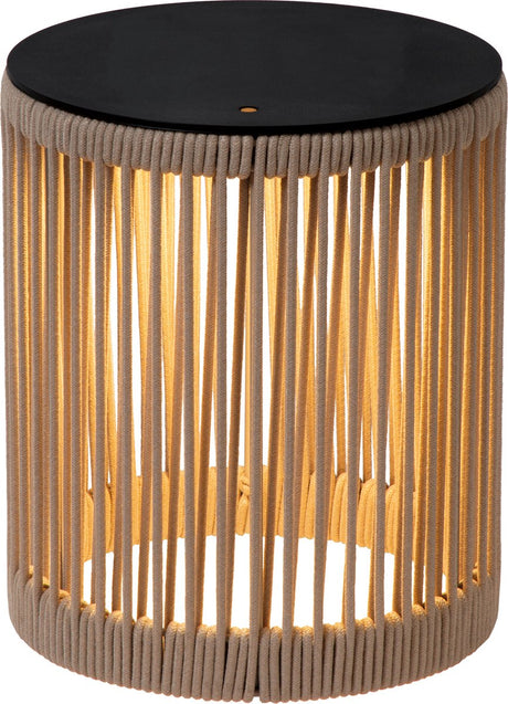 Lucide pingi - genopladelig gulvlampe indendørs udendørs - genopladeligt batteri - ø 33,5 cm - led 3 stepdim - 1x3w 3000k - ip44 - taupe - japandi