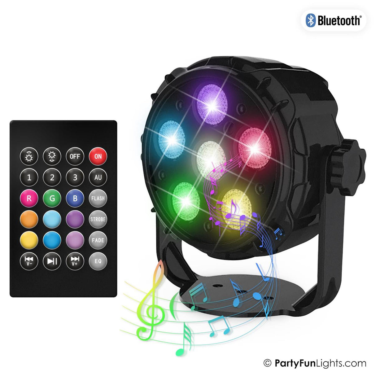 Partyfun-lys Bluetooth-højttaler 6x power-LED'er