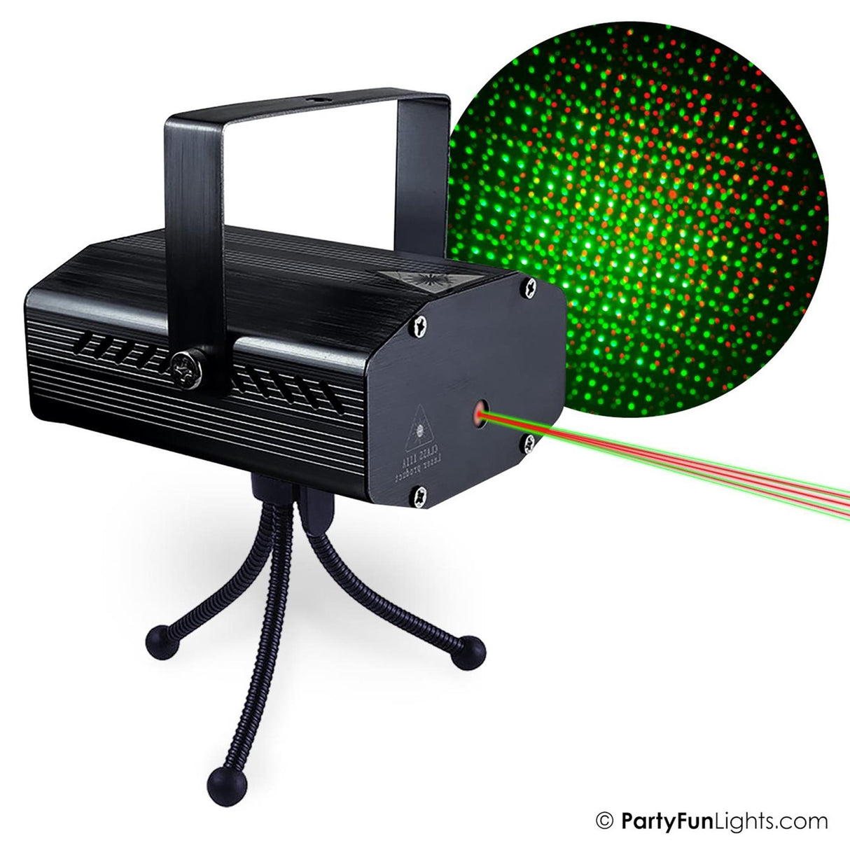 Fest sjov lys LED laserlys med USB tilslutning rød grøn 5,2x11x9,2cm