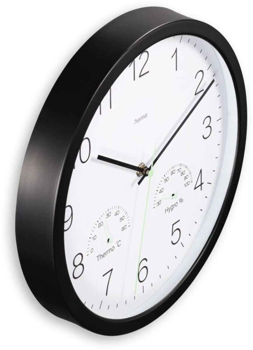 Hama vægur - Santorini - tikker ikke - termo - ygrometer - sort