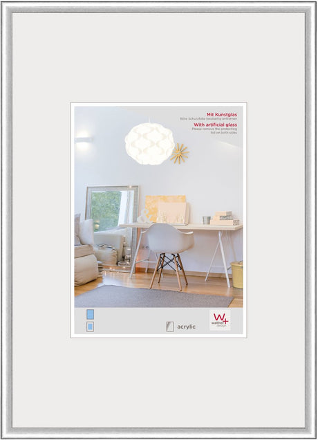 Walther new lifestyle - plastramme - fotostørrelse 40x50 cm - kunstglas - sølv