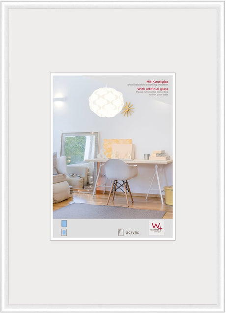Walther new lifestyle - plastramme - fotostørrelse 40x50 cm - kunstglas - hvid