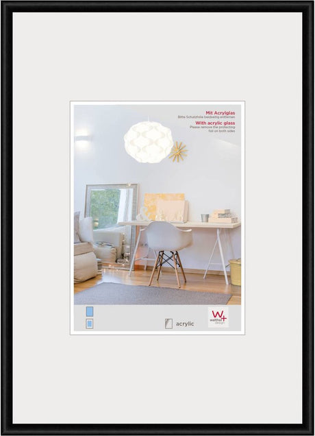 Walther new lifestyle - plastramme - fotostørrelse 40x60 cm - kunstglas - sort