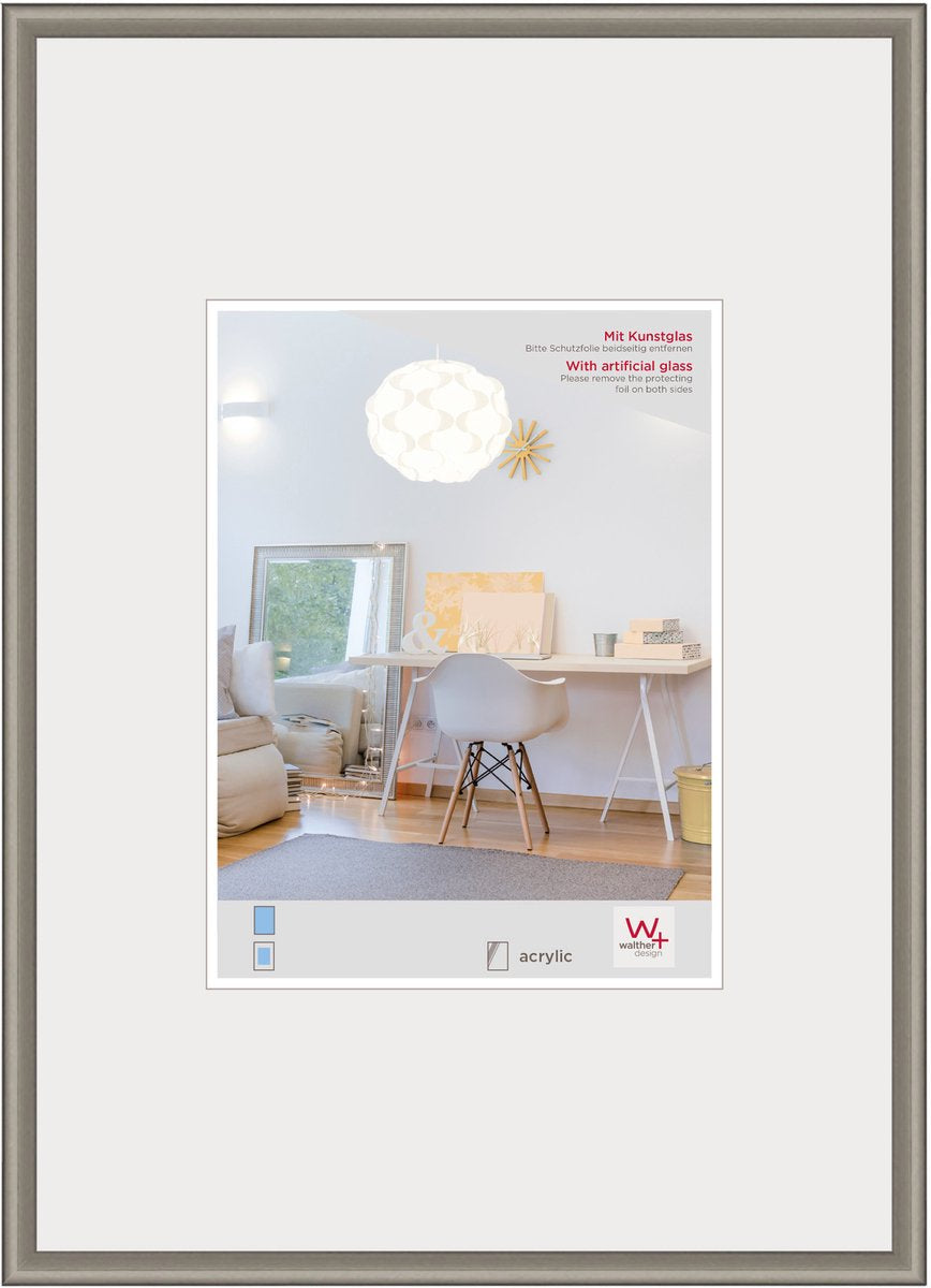 Walther new lifestyle - plastramme - fotostørrelse 30x40 cm - kunstglas - stål