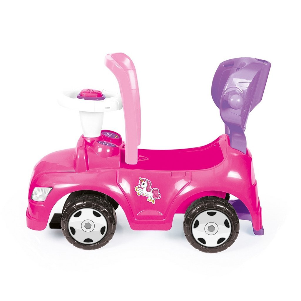 Dolu unicorn ride-on bil med push bar pink