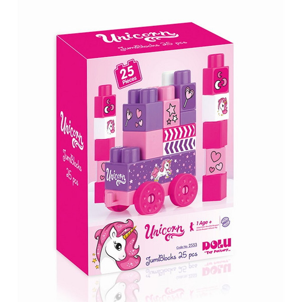 Dolu Dolu Unicorn JumBlocks Tog med 25 Blokke Pink