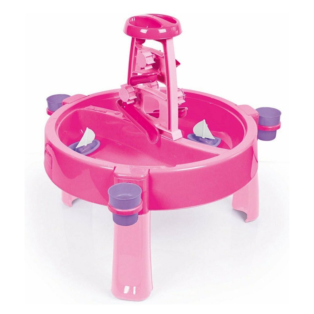 Dolu 2-i-1 vandbord sandbord med tilbehør pink 98x98x77cm