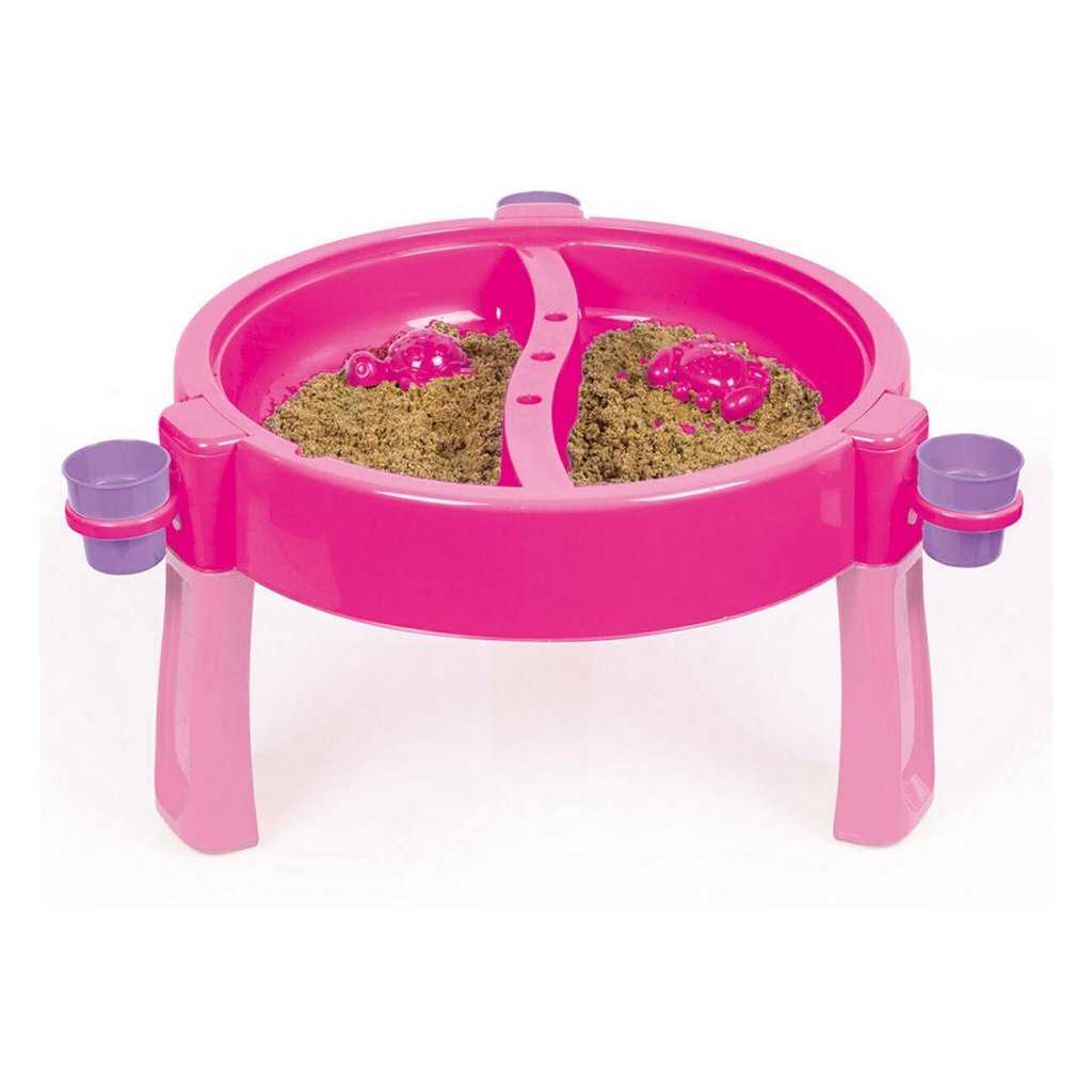 Dolu 2-i-1 vandbord sandbord med tilbehør pink 98x98x77cm