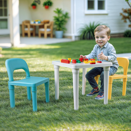 Dolu kinder tafel met 2 stoelen turquoise geel