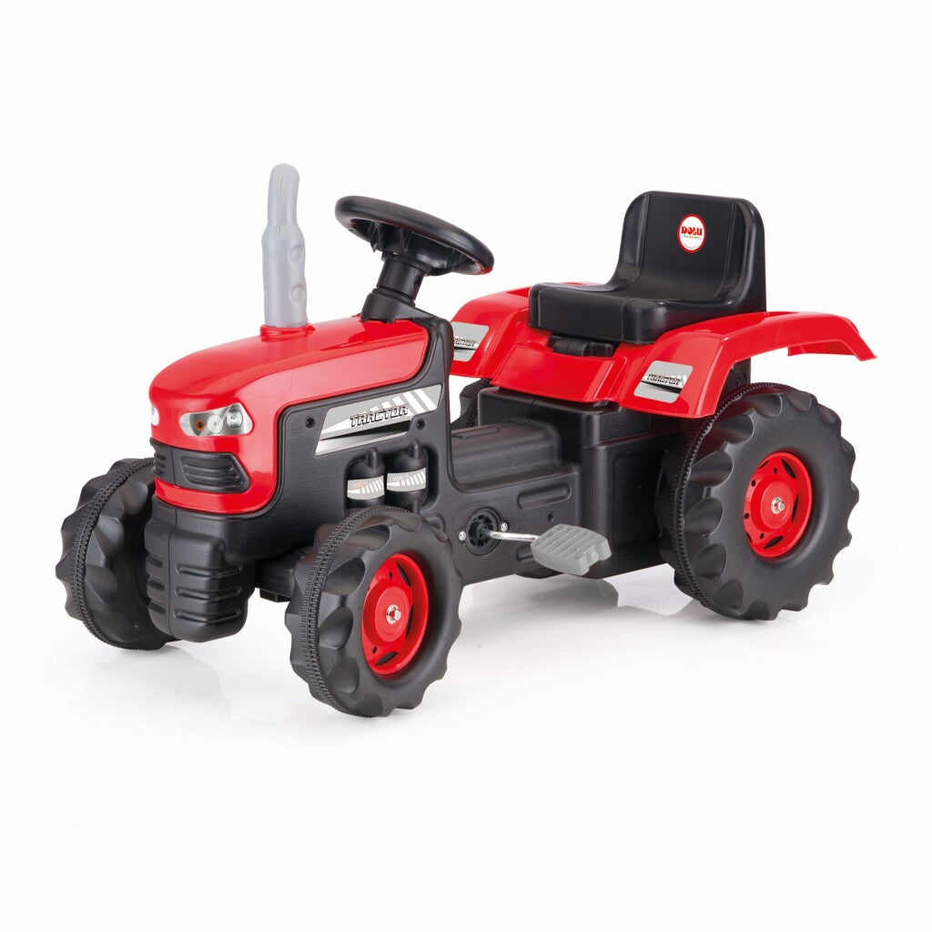 Dolu pedaltraktor med horn rød sort