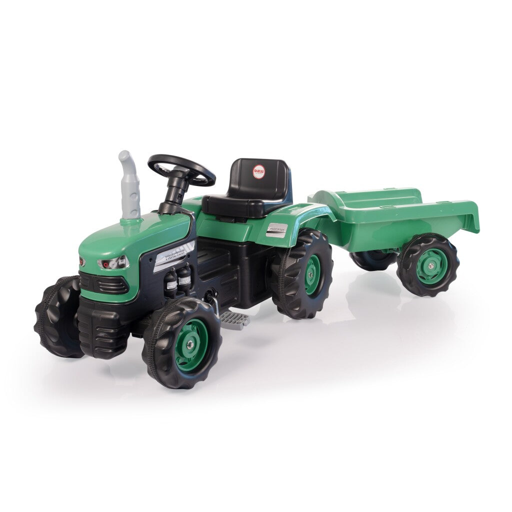 Dolu pedaltraktor med trailerhorn grøn sort