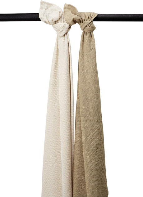 Meyco baby uni svøb - 2-pak - forvasket hydrofil - blød sand taupe - 120x120cm