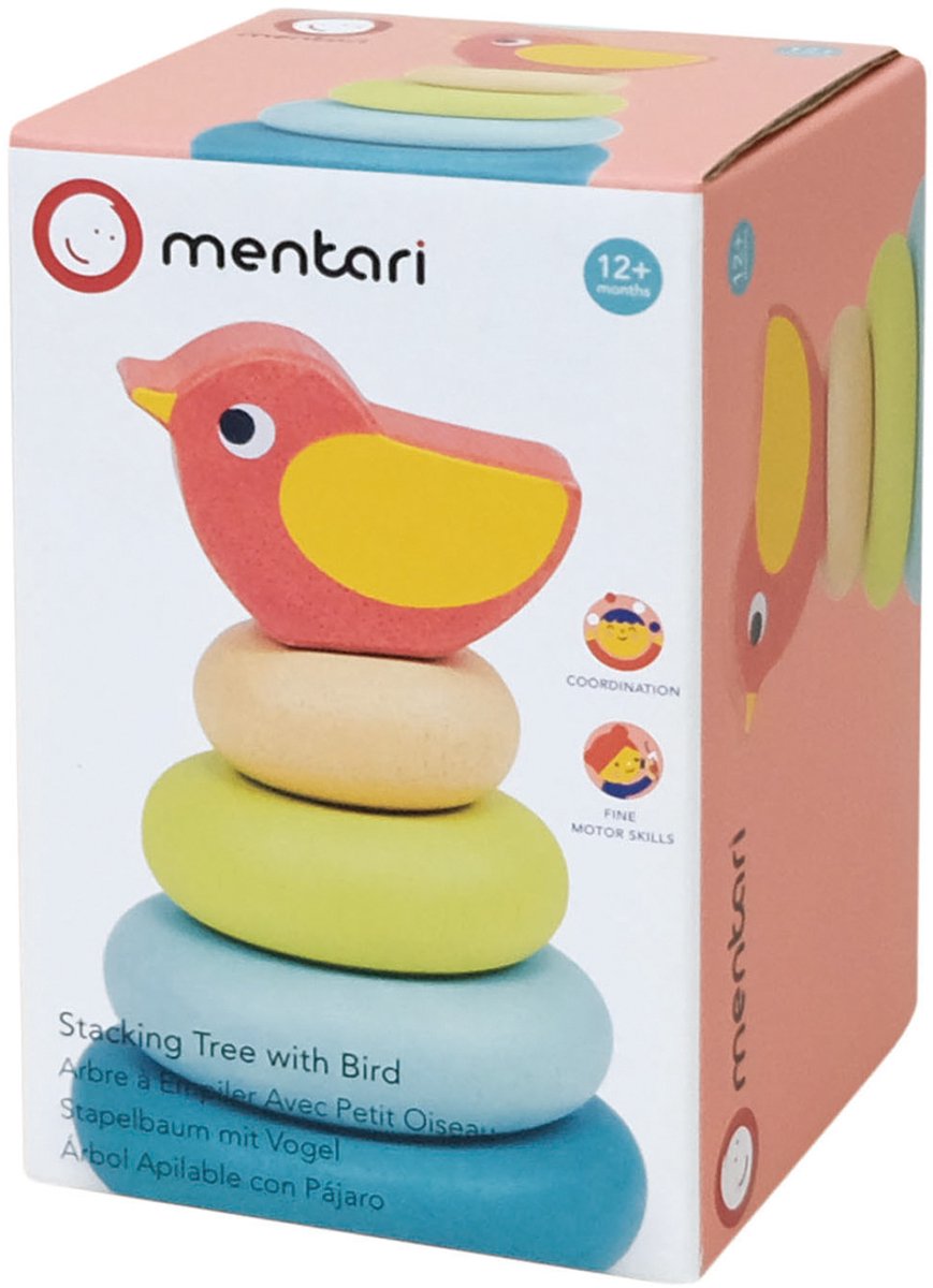 Mentari stabler - træ med fugl - 7x7x10cm - træ - 1 år