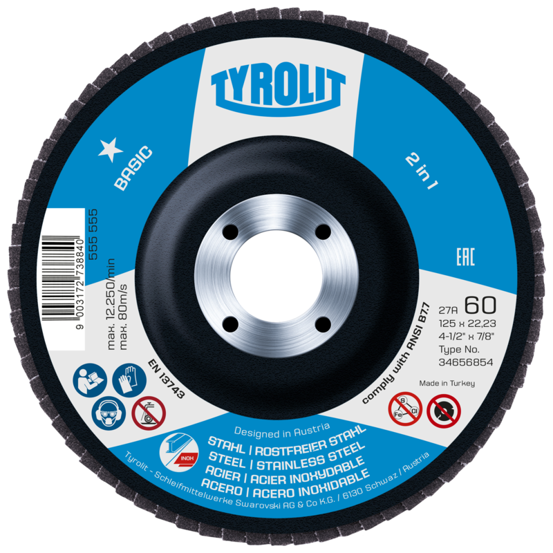 Tyrolit klapskive 125mm za40 basic 2i1 stk rustfrit stål | 100 stk