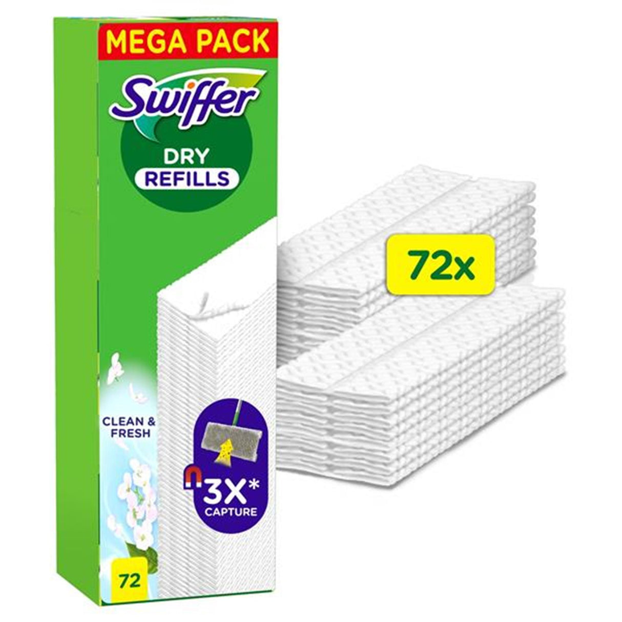 Swiffer dry fresh refill gulvservietter æske med 72 stk