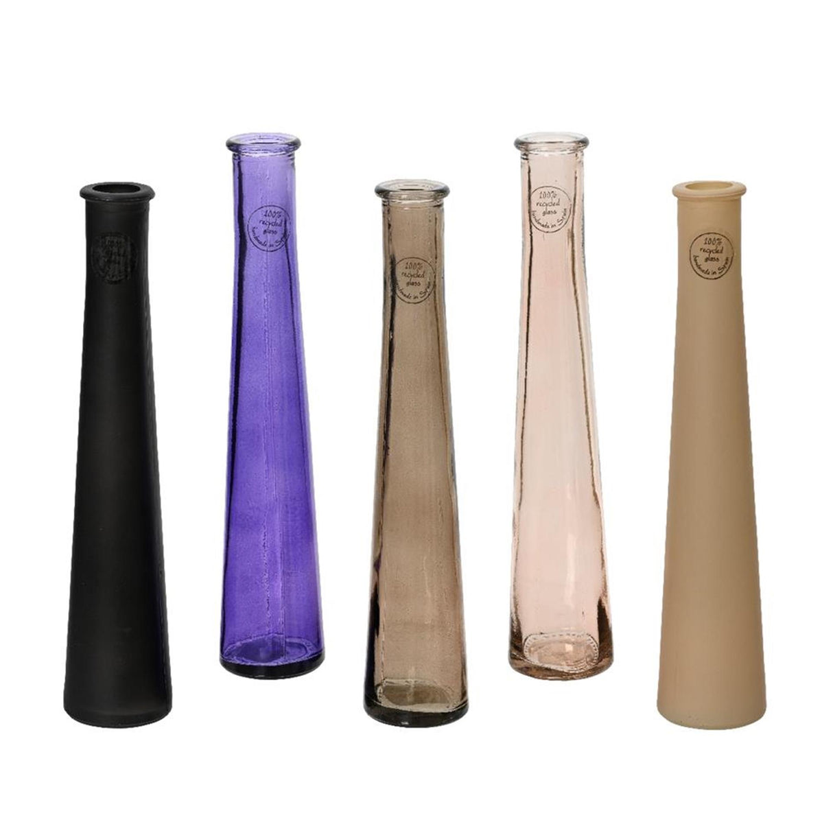 Decoris vase genbrugsglas h32cm 5 assorteret