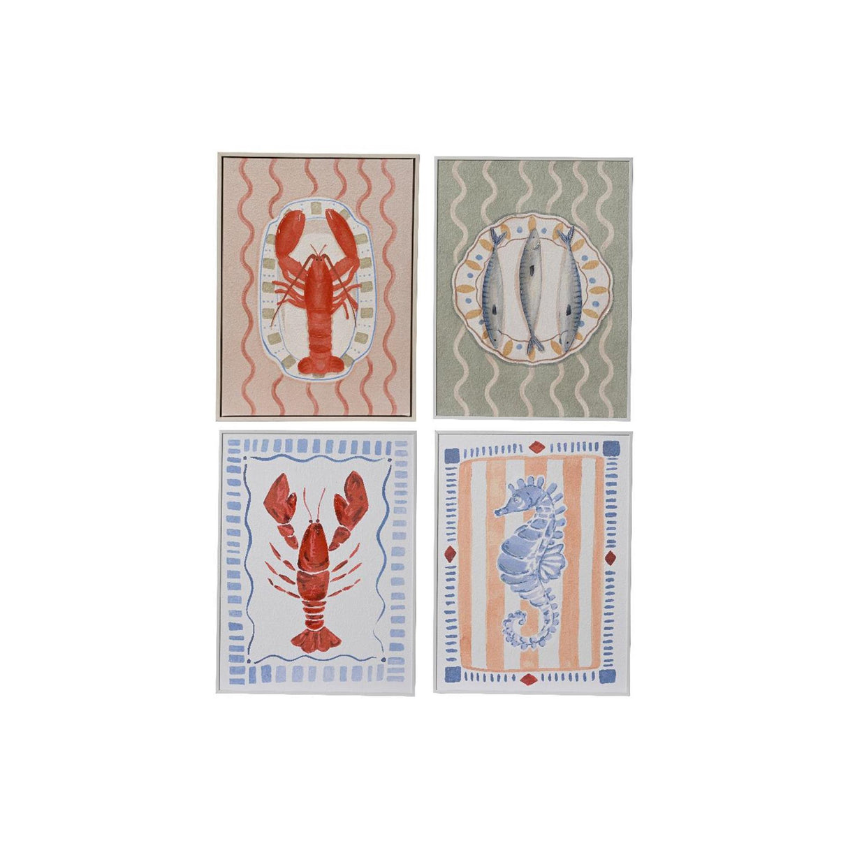 Decoris væg deco lærred havdyr 30x1,5x40cm 4 assorteret