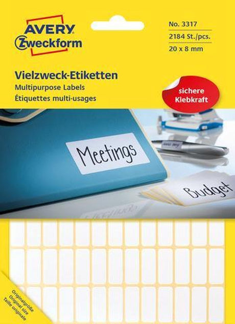 Avery labels zweckform 18 x 12 mm papir hvid 2184 stk