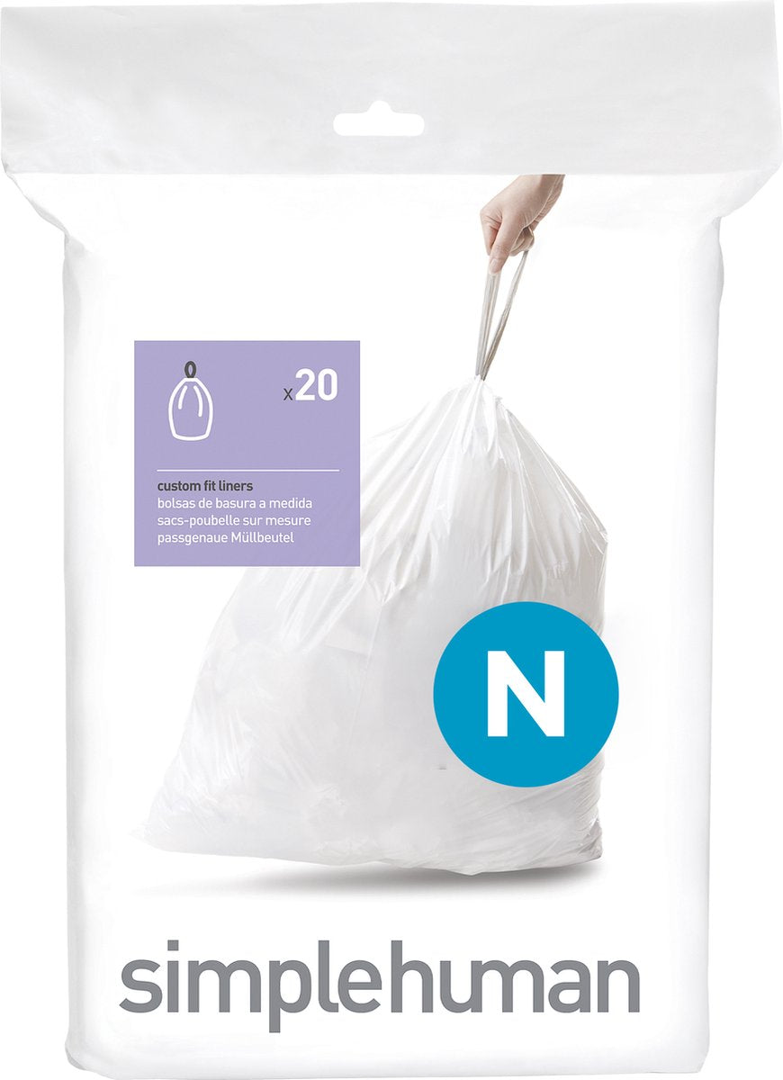 Simplehuman kode n affaldsposer - 45 liter - 20 stk - med snøre - hvid