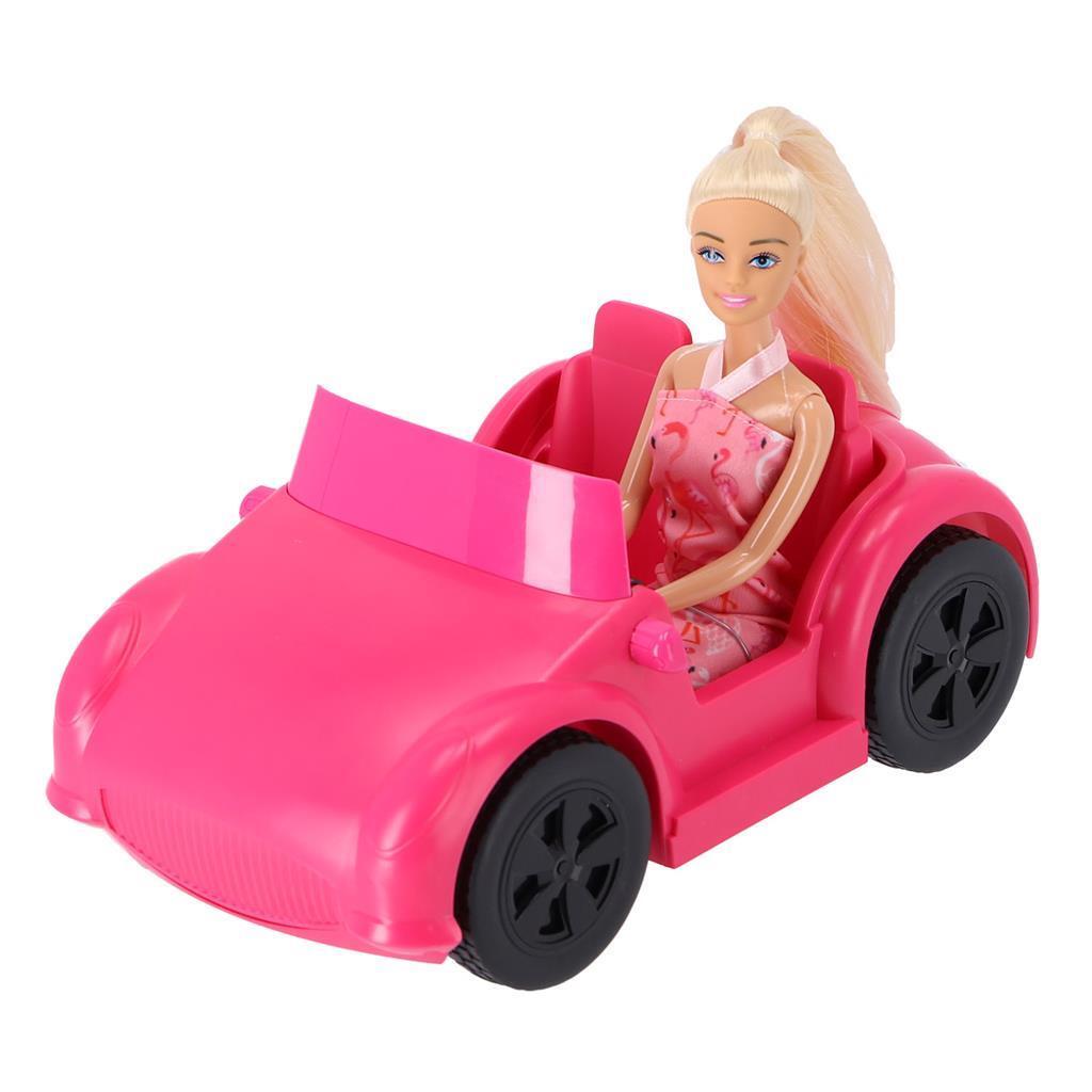Fleur dukke med bil pink