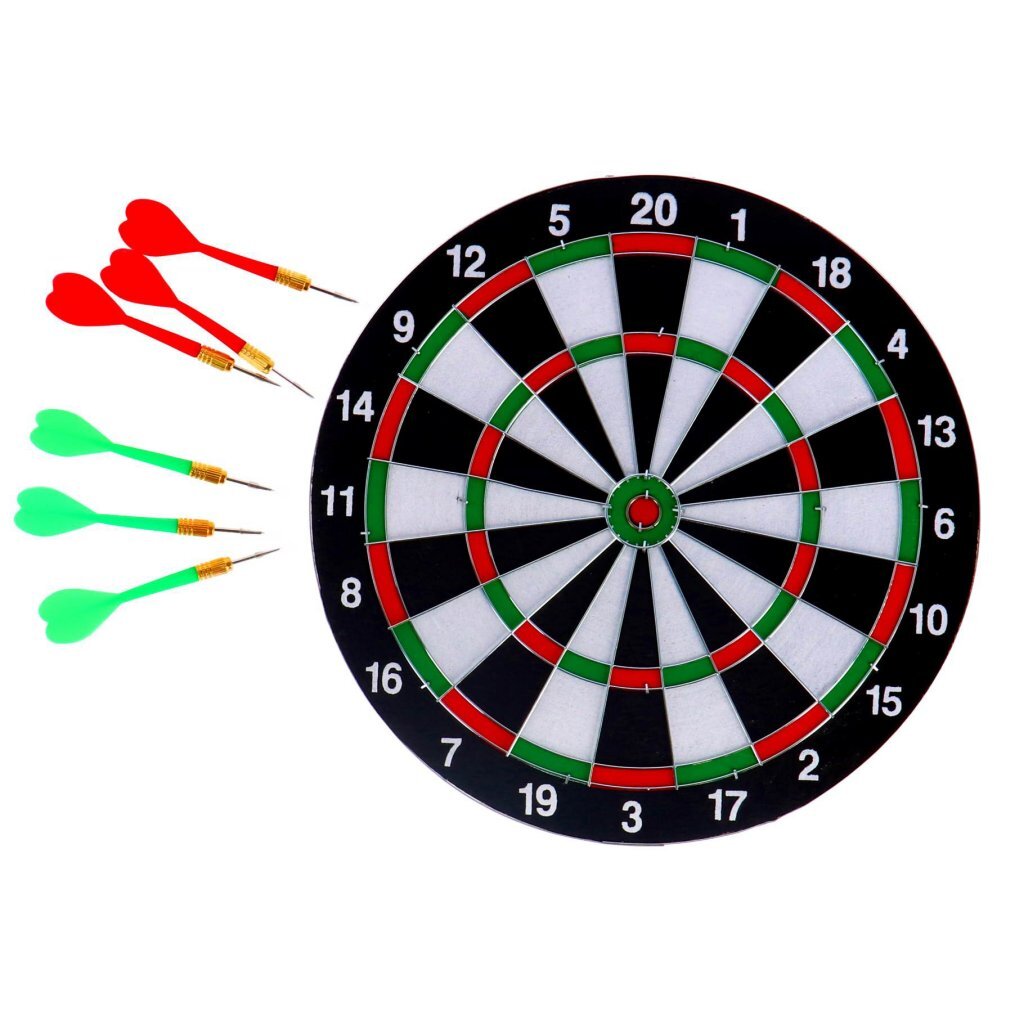 Andre mærker dartskive tosidet + 6 pile 37 cm