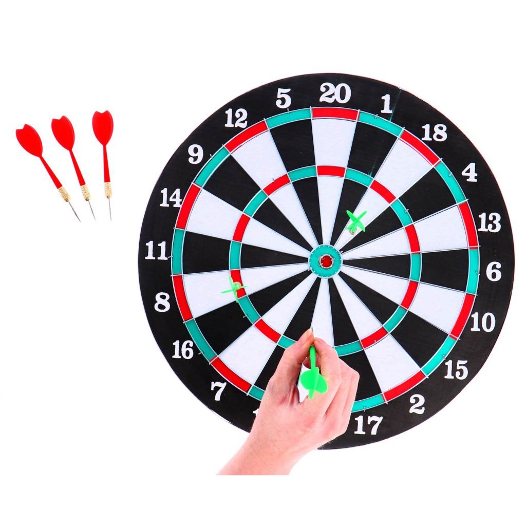Andre mærker dartskive tosidet + 6 pile 37 cm