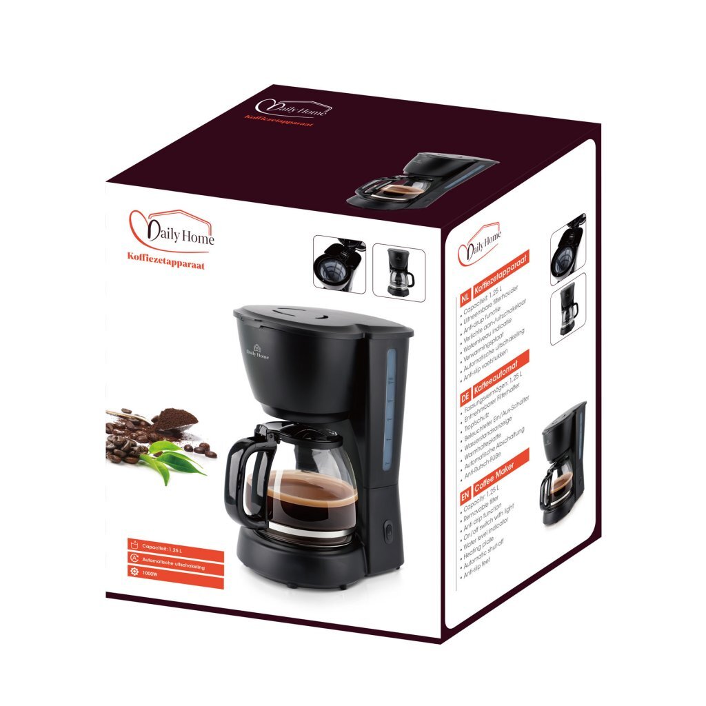 Daglig hjemmekaffemaskine 1,25l sort