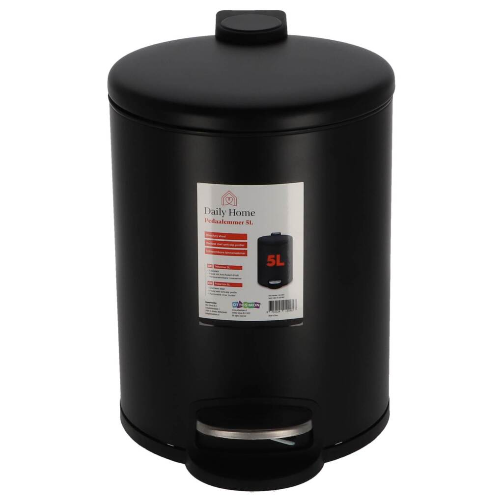 Daglig hjemmepedalspand 5l mat sort