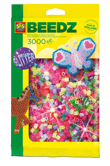 Ses creative ses strygeperler - glitter, 3000 stk.