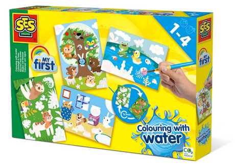 Ses creative ses mine første farver med vand - skjulte dyr