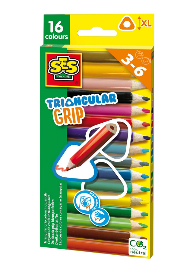 Ses creative ses triangle grip farveblyanter, 16 stk.