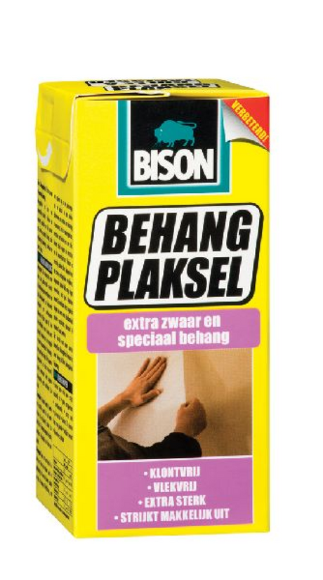 Bison tapetklister ekstra tung speciel tapetpakke 200 g, baseret på højkvalitets cellulose og syntetisk harpiks, pletter ikke, klumper ikke, spredes let, super stærk