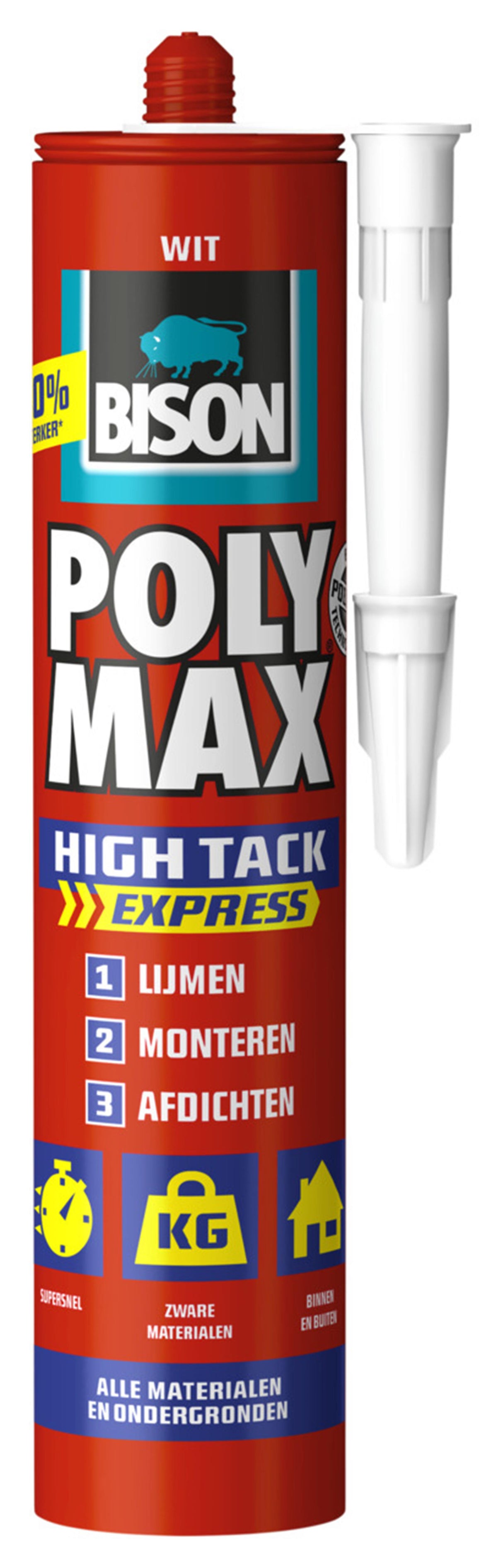 Bison poly max højklæbende hvid 425g