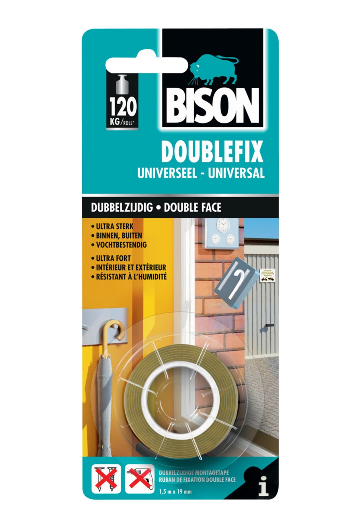 Bison double fix 1,5m x 19mm