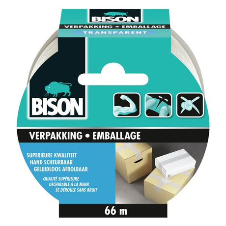 Bison emballagetape gennemsigtig 5cmx66m
