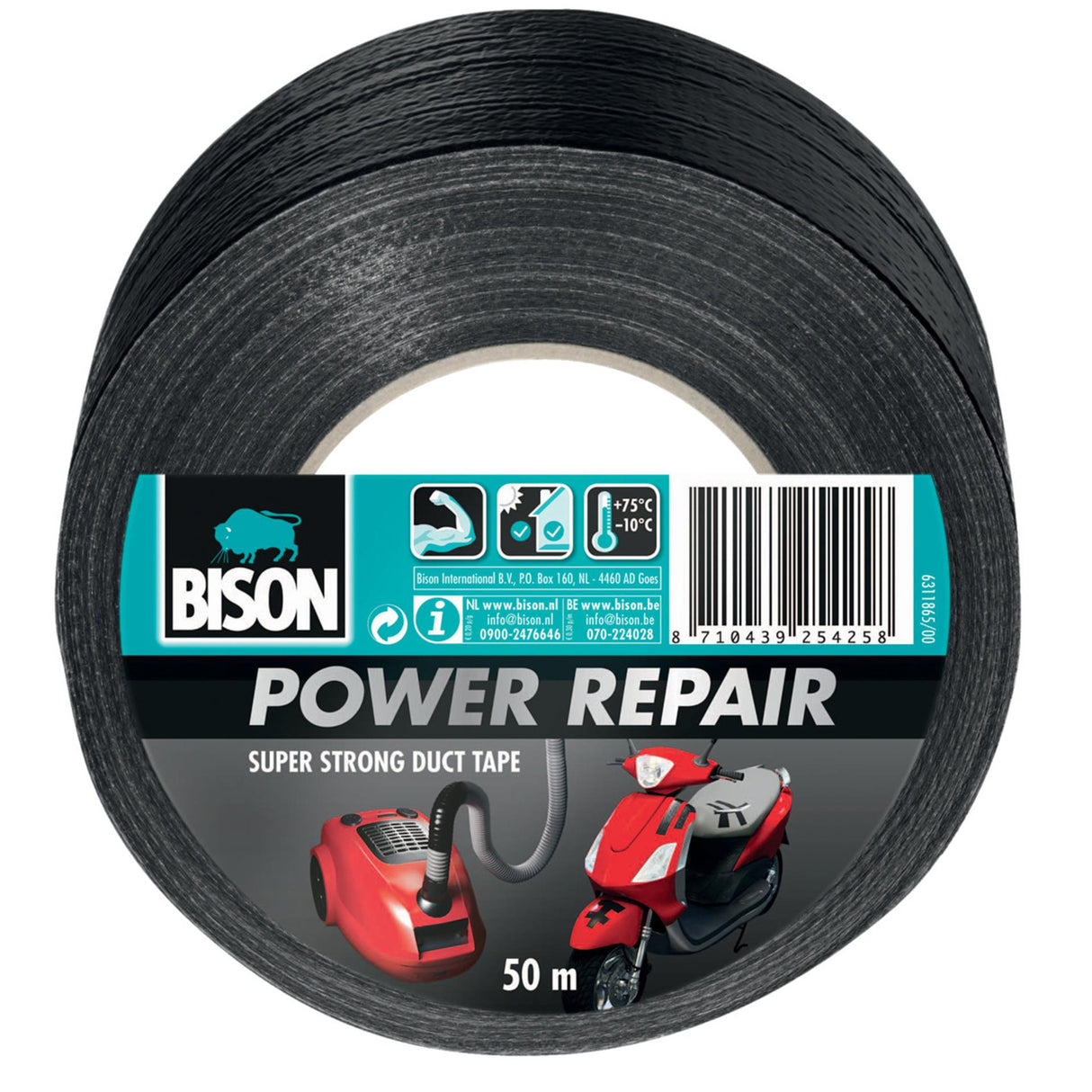 Bison power reparationstape sort 50 meter x 4,8 cm