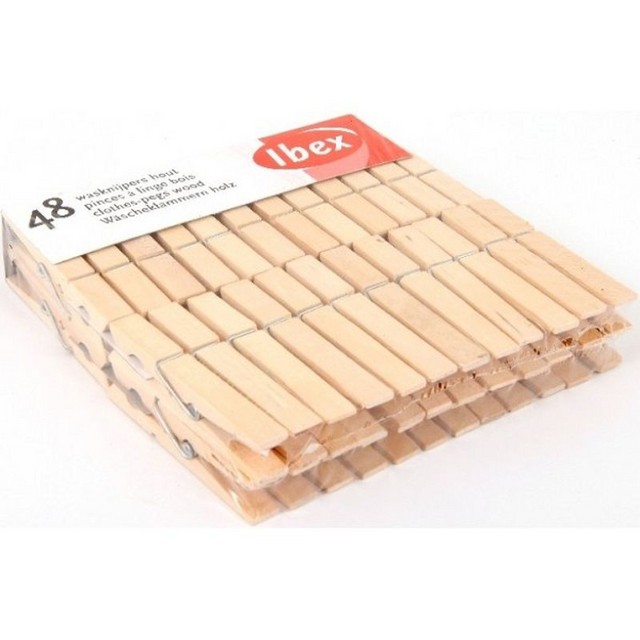 Ibex wasknijpers 48 stuks hout