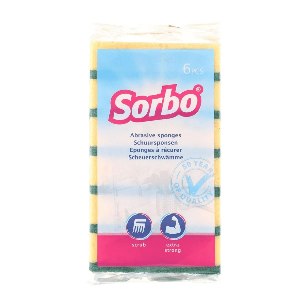 Sorbo skuresvampe kraftig kvalitet 6 stk