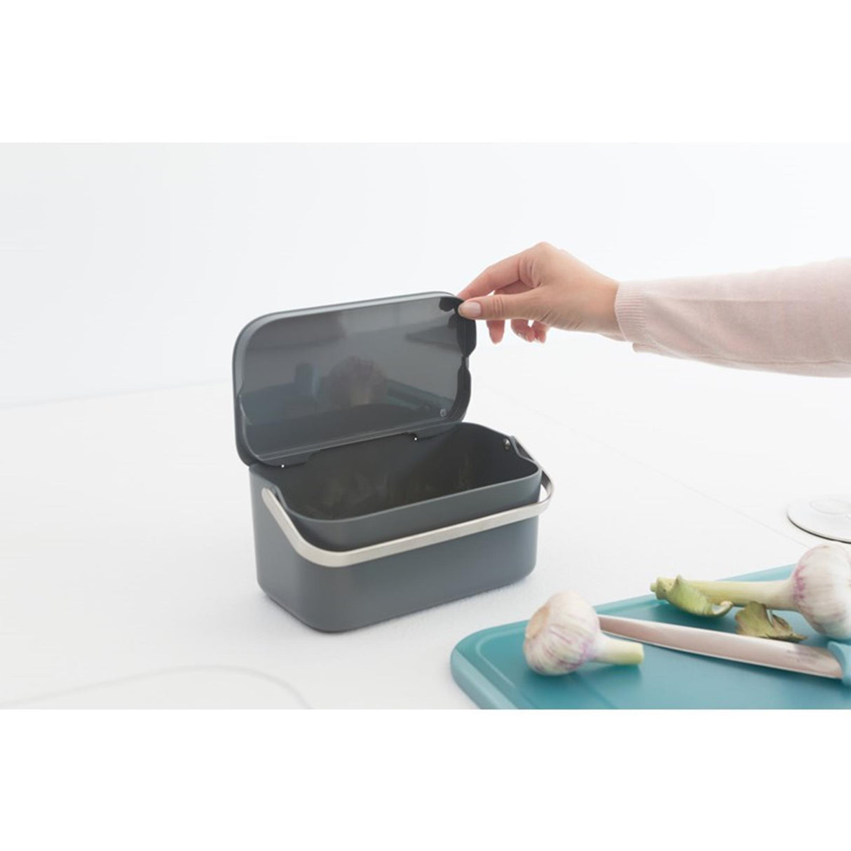 Brabantia bordplade til affaldsspand - 1,8 liter - mørkegrå