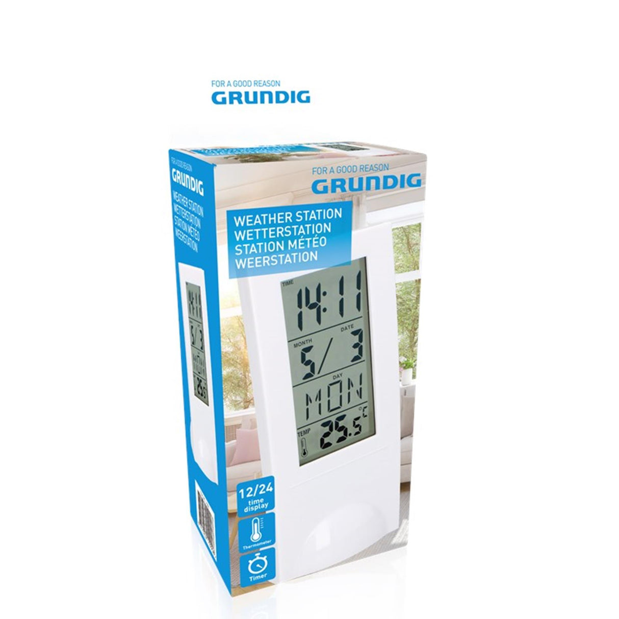 Grundig vejrstation hvid på batteri